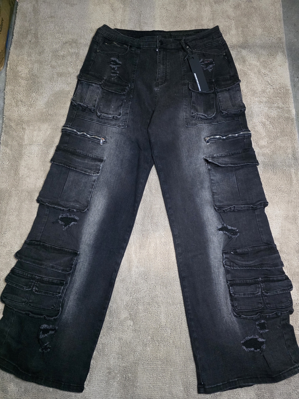 Rockstar Original Rsm250 Baggy Light Wash Denim Cargo Pants